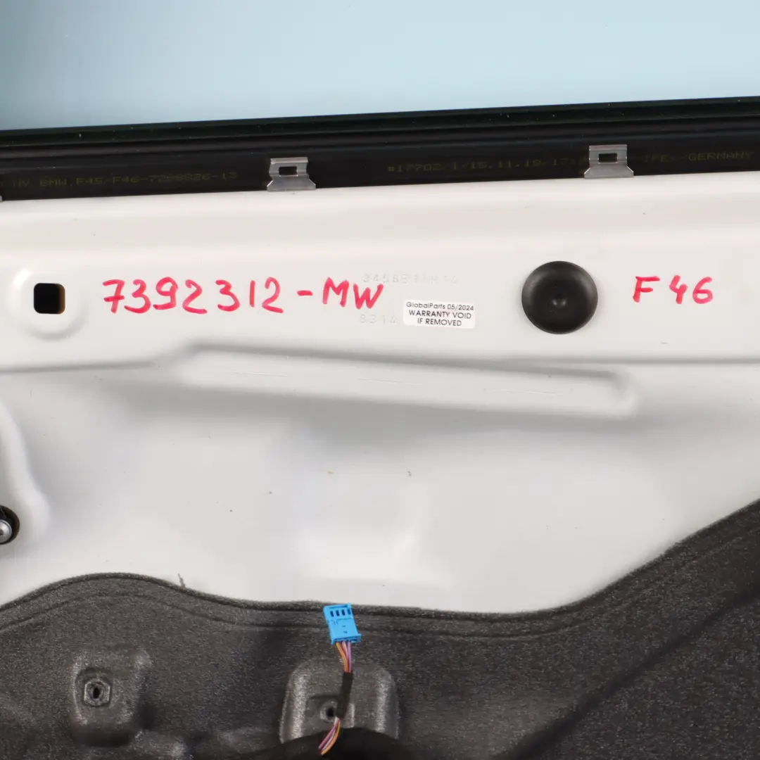 Door Front Right O/S Mineralweiss Mineral Weiss - A96 to BMW F46 Gran Tourer with Part number 7392312 BMW F46 Gran Tourer Door Front Right O/S Mineralweiss Mineral Weiss - A96 - SKU 7392312-MW - Part number 7392312