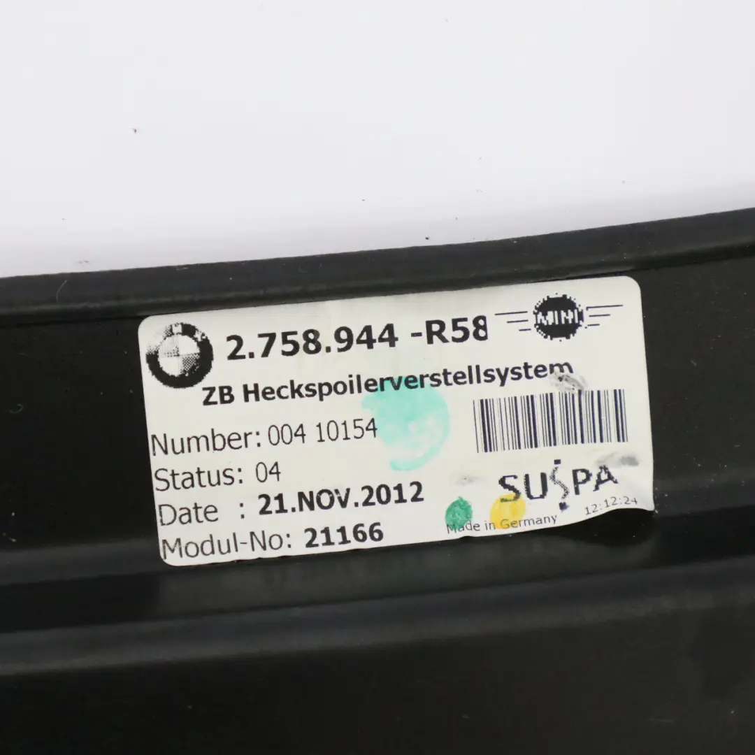 Coupé R58 posteriore elettrico Spoiler Attuatore Motore Meccanismo Base per Mini con numero di parte 7400288 Mini Coupé R58 posteriore elettrico Spoiler Attuatore Motore Meccanismo Base - SKU 7400288-2 - Numero di parte 7400288