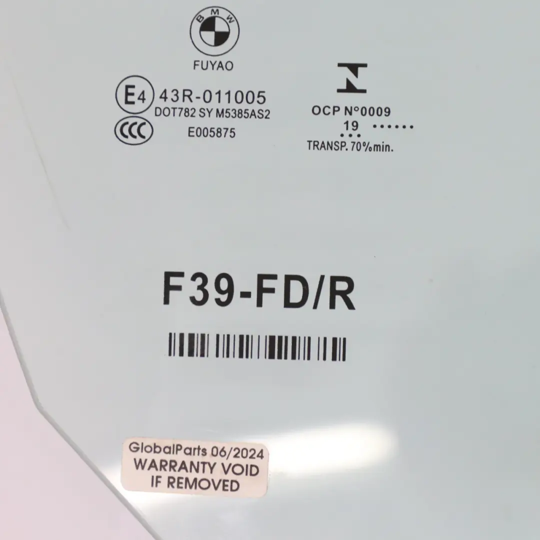 BMW X2 F39 Puerta Ventana Lateral Delantera Derecha Acristalamiento AS2 - SKU 7420396 - Número de pieza 7420396