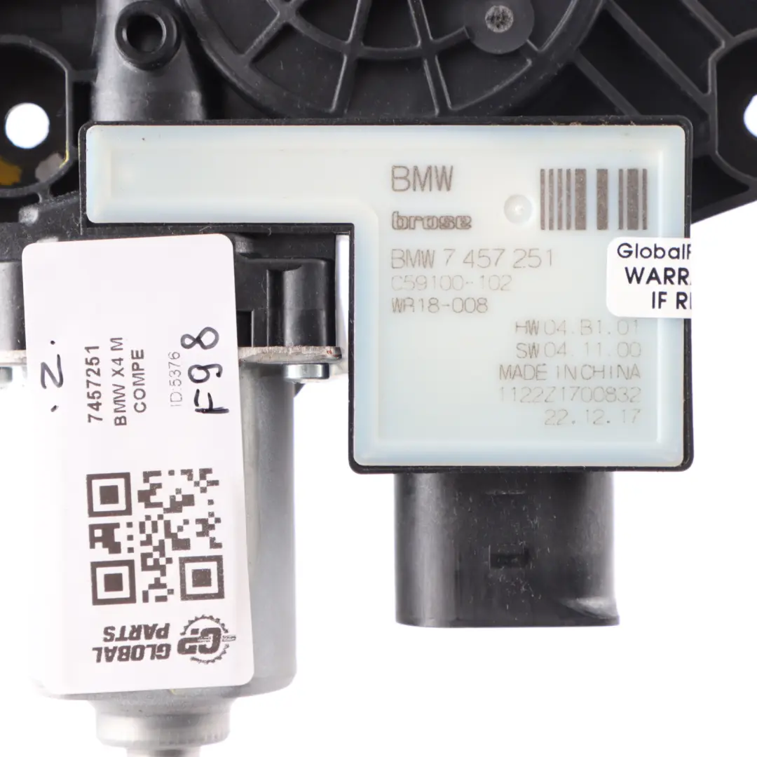 Window Lifter Motor Regulator Drive Unit Left N/S to BMW X3 G01 Rear with Part number 7457251 BMW X3 G01 Rear Window Lifter Motor Regulator Drive Unit Left N/S - SKU 7457251 - Part number 7457251