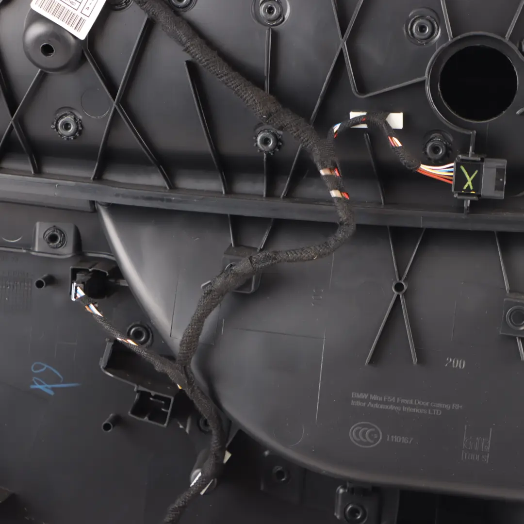 Door Card Trim Front Right O/S Lining Cloth Leather Carbon Black to Mini F54 LCI with Part number 7462998 Mini F54 LCI Door Card Trim Front Right O/S Lining Cloth Leather Carbon Black - SKU 7462998 - Part number 7462998