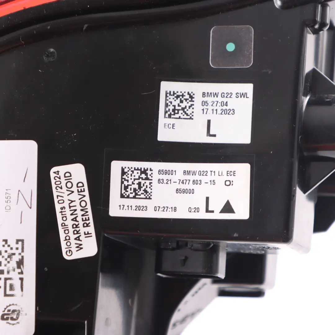 Lamp Side Panel Tail Light Rear Left N/S to BMW G22 G26 with Part number 7477603 BMW G22 G26 Lamp Side Panel Tail Light Rear Left N/S - SKU 7477603 - Part number 7477603