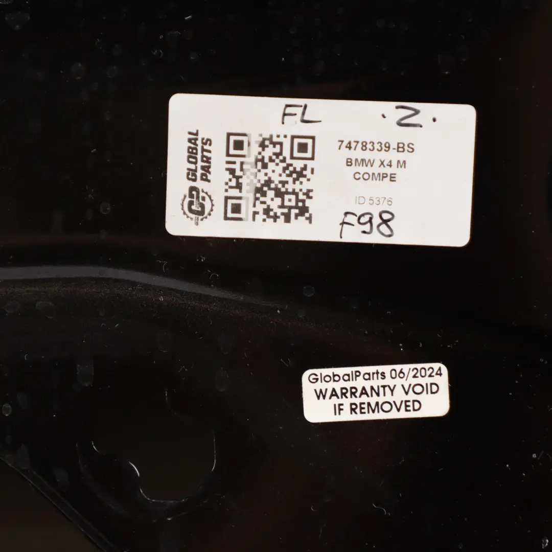 BMW X4 G02 F98 Front Left Door N/S Black Sapphire Metallic - 475 - SKU 7478339-BS - Part number 7478339