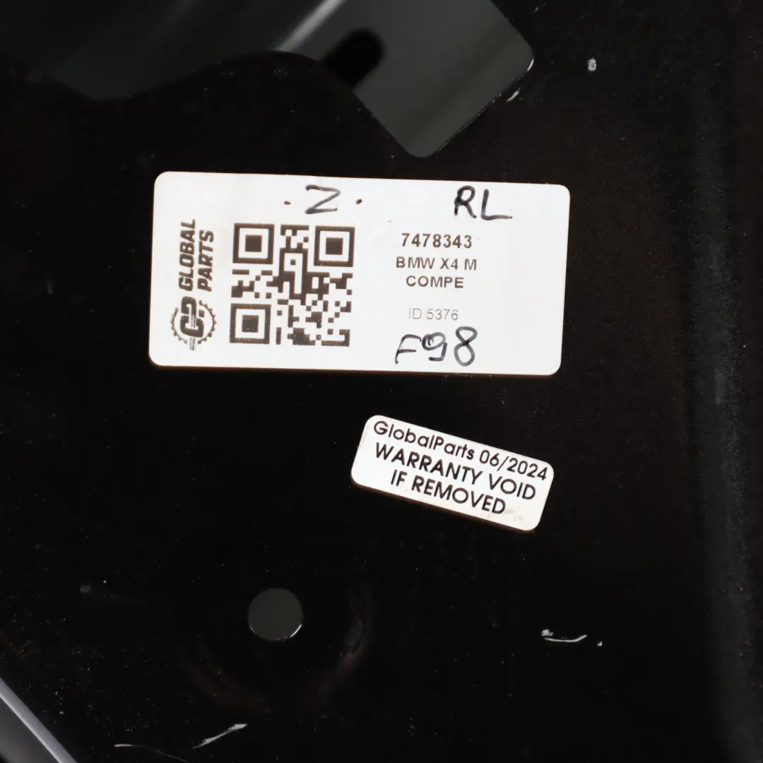 BMW X4 G02 F98 Rear Left Door N/S Black Sapphire Metallic - 475 - SKU 7478343 - Part number 7478343