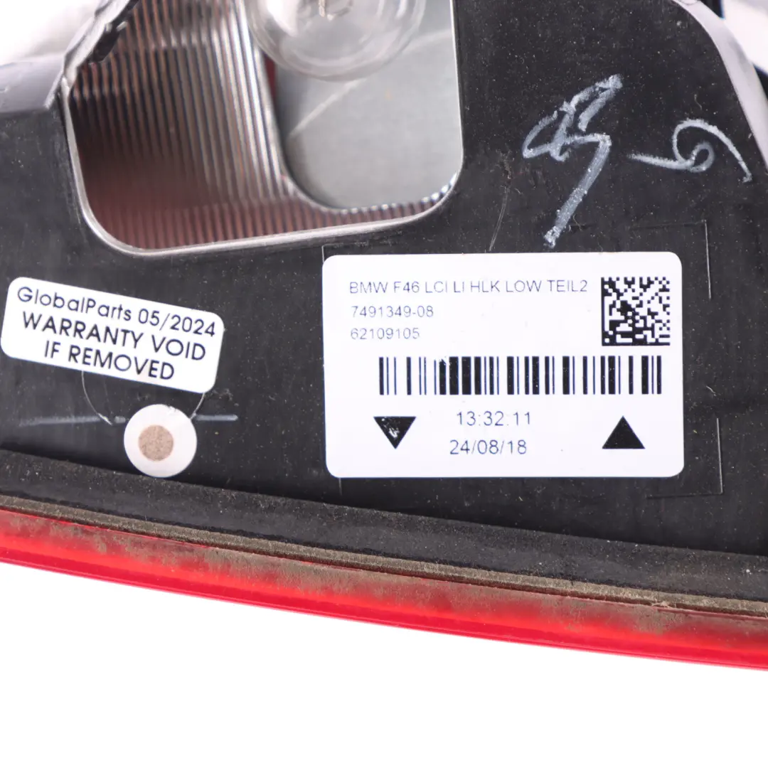 Lampada Coperchio Bagagliaio Fanale Posteriore Sinistro per BMW F46 LCI con numero di parte 7491349 BMW F46 LCI Lampada Coperchio Bagagliaio Fanale Posteriore Sinistro - SKU 7491349 - Numero di parte 7491349