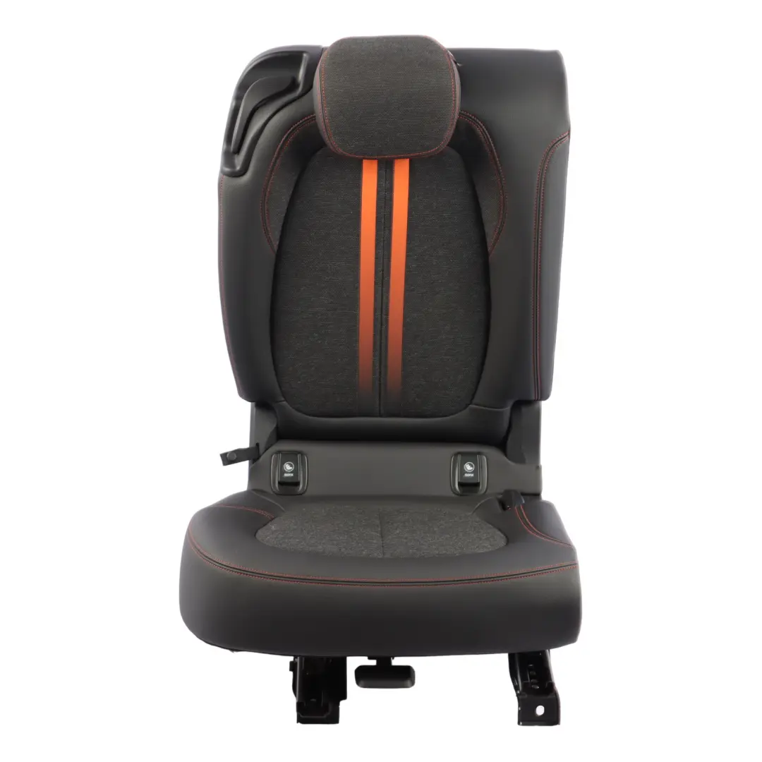 Backrest Right O/S Sensatec Fabric Leather Black Orange to BMW F46 LCI Rear Seat with Part number 7496400 BMW F46 LCI Rear Seat Backrest Right O/S Sensatec Fabric Leather Black Orange - SKU 7496400 - Part number 7496400