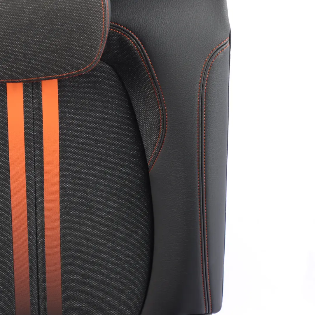 Backrest Right O/S Sensatec Fabric Leather Black Orange to BMW F46 LCI Rear Seat with Part number 7496400 BMW F46 LCI Rear Seat Backrest Right O/S Sensatec Fabric Leather Black Orange - SKU 7496400 - Part number 7496400