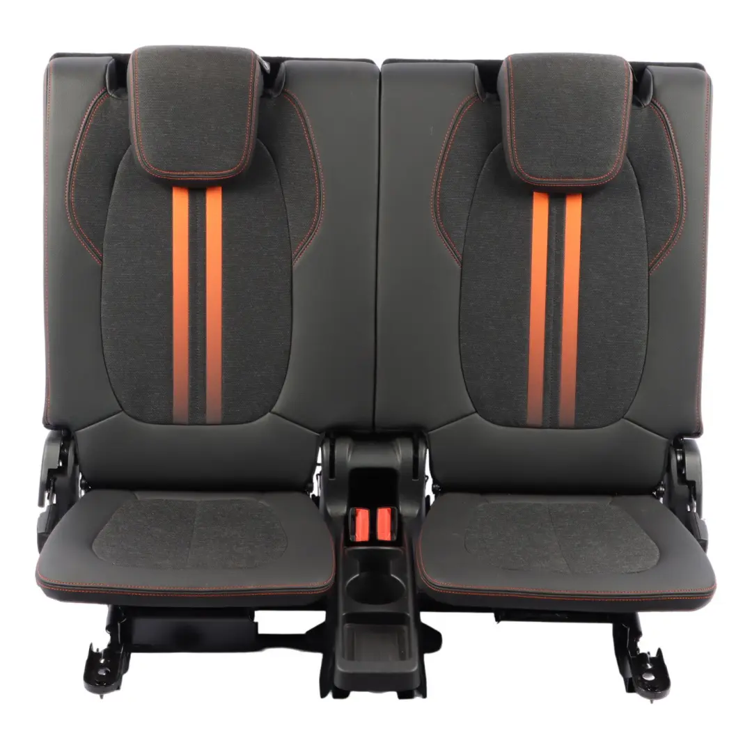 3rd Seat Row Backrest Third Row Leather Cloth Sensatec Orange Black to BMW F46 Rear with Part number 7496413 BMW F46 Rear 3rd Seat Row Backrest Third Row Leather Cloth Sensatec Orange Black - SKU 7496413 - Part number 7496413