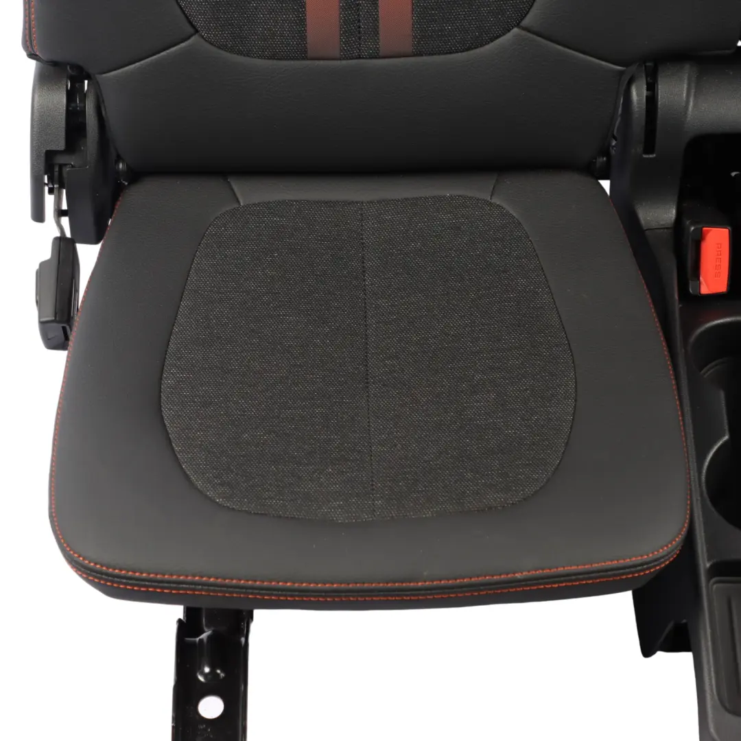 3rd Seat Row Backrest Third Row Leather Cloth Sensatec Orange Black to BMW F46 Rear with Part number 7496413 BMW F46 Rear 3rd Seat Row Backrest Third Row Leather Cloth Sensatec Orange Black - SKU 7496413 - Part number 7496413