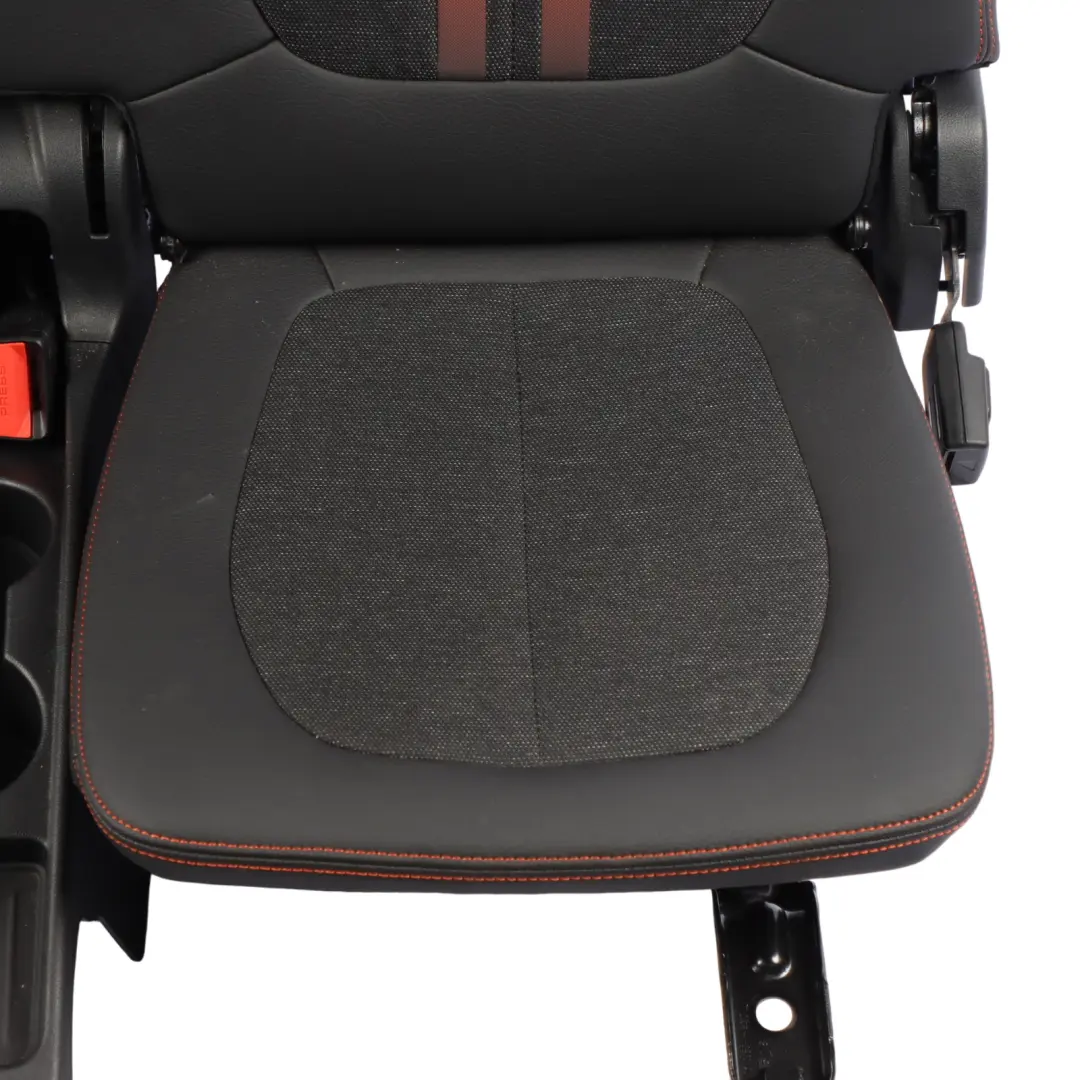 3rd Seat Row Backrest Third Row Leather Cloth Sensatec Orange Black to BMW F46 Rear with Part number 7496413 BMW F46 Rear 3rd Seat Row Backrest Third Row Leather Cloth Sensatec Orange Black - SKU 7496413 - Part number 7496413