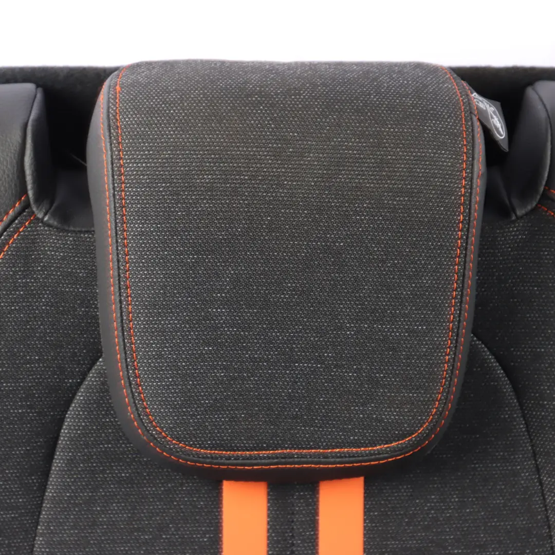 3rd Seat Row Backrest Third Row Leather Cloth Sensatec Orange Black to BMW F46 Rear with Part number 7496413 BMW F46 Rear 3rd Seat Row Backrest Third Row Leather Cloth Sensatec Orange Black - SKU 7496413 - Part number 7496413