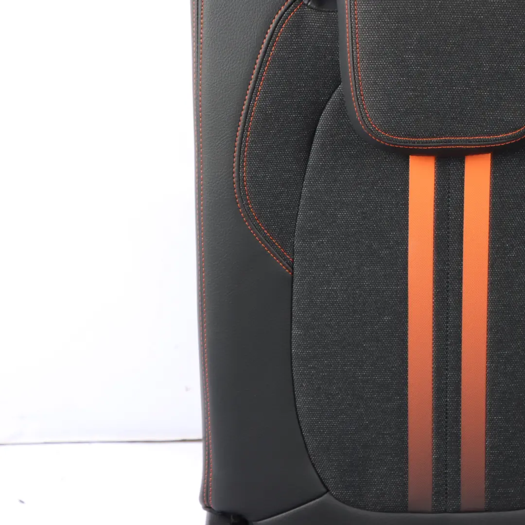 3rd Seat Row Backrest Third Row Leather Cloth Sensatec Orange Black to BMW F46 Rear with Part number 7496413 BMW F46 Rear 3rd Seat Row Backrest Third Row Leather Cloth Sensatec Orange Black - SKU 7496413 - Part number 7496413