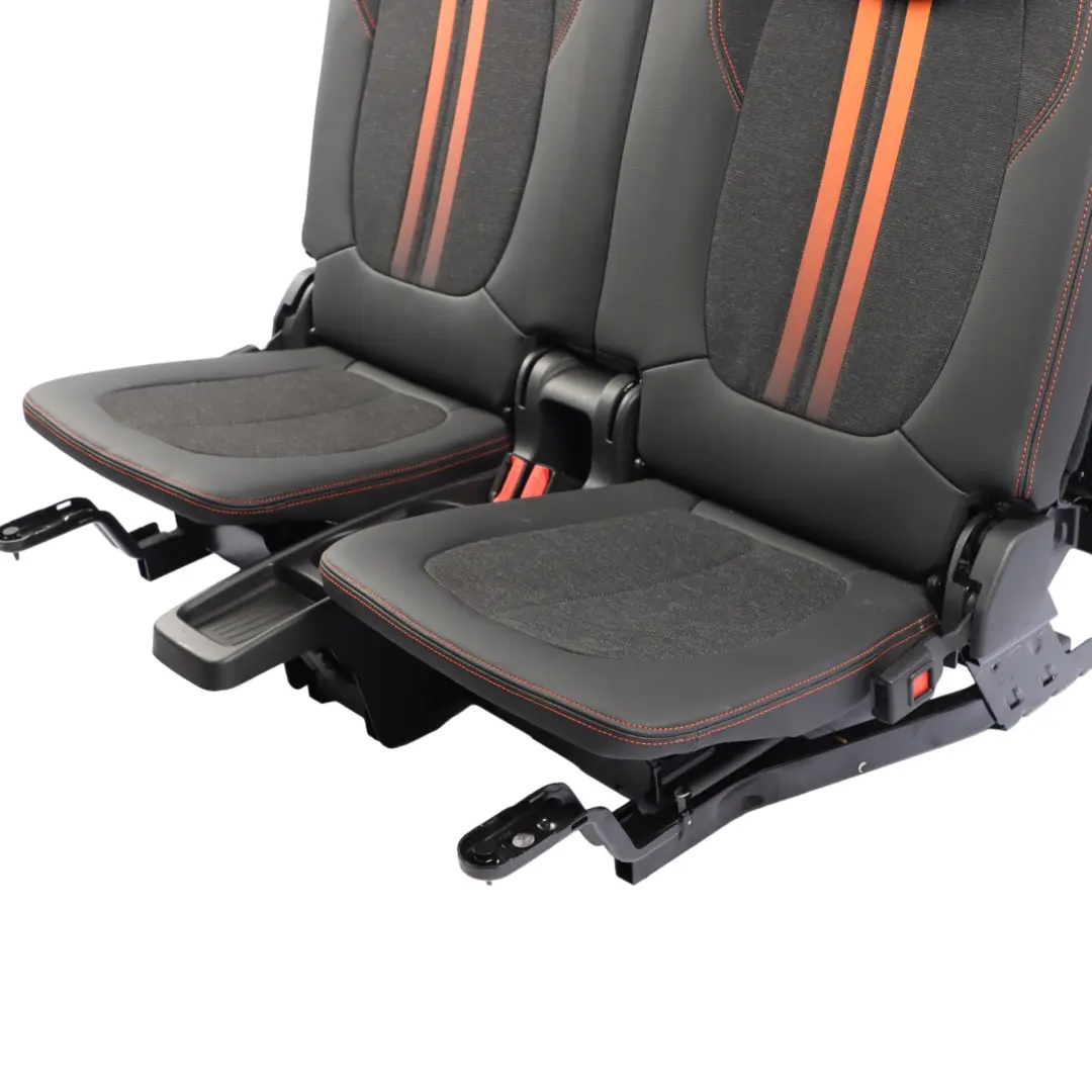 3rd Seat Row Backrest Third Row Leather Cloth Sensatec Orange Black to BMW F46 Rear with Part number 7496413 BMW F46 Rear 3rd Seat Row Backrest Third Row Leather Cloth Sensatec Orange Black - SKU 7496413 - Part number 7496413