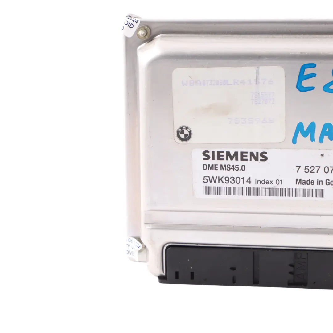 M54 192HP Engine ECU Control Unit Module DME Manual to BMW Z4 E85 2.5i with Part number 7527072 BMW Z4 E85 2.5i M54 192HP Engine ECU Control Unit Module DME Manual - SKU 7527072-8 - Part number 7527072