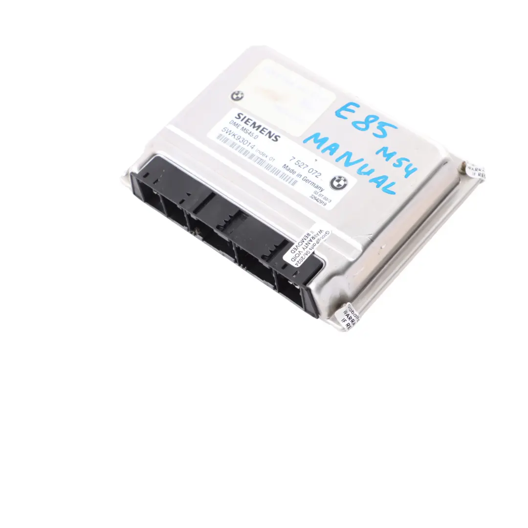 M54 192HP Engine ECU Control Unit Module DME Manual to BMW Z4 E85 2.5i with Part number 7527072 BMW Z4 E85 2.5i M54 192HP Engine ECU Control Unit Module DME Manual - SKU 7527072-8 - Part number 7527072