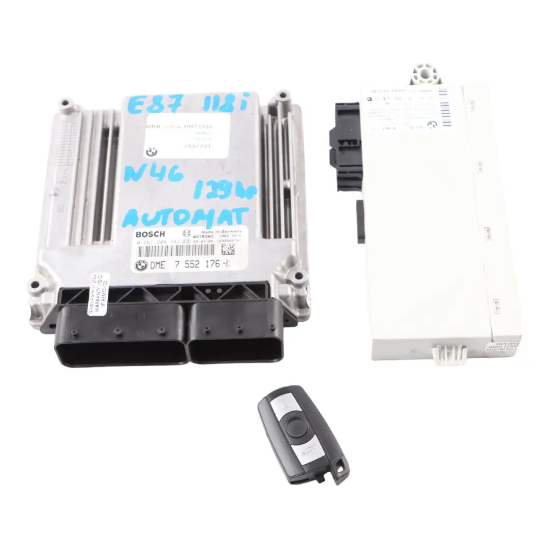 N46 129HP Engine Control Unit ECU Kit DME CAS2 Key to BMW E87 E90 118i 318i with Part number 7552176 BMW E87 E90 118i 318i N46 129HP Engine Control Unit ECU Kit DME CAS2 Key - SKU 7552176-11 - Part number 7552176