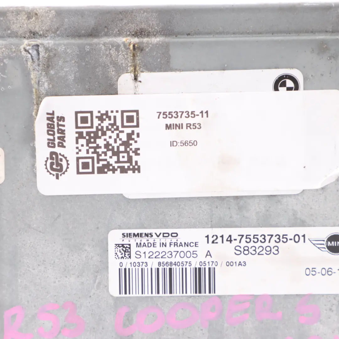 Mini Cooper S R53 W11 170HP Engine ECU Control Unit DME Automatic - SKU 7553735-11 - Part number 7553735