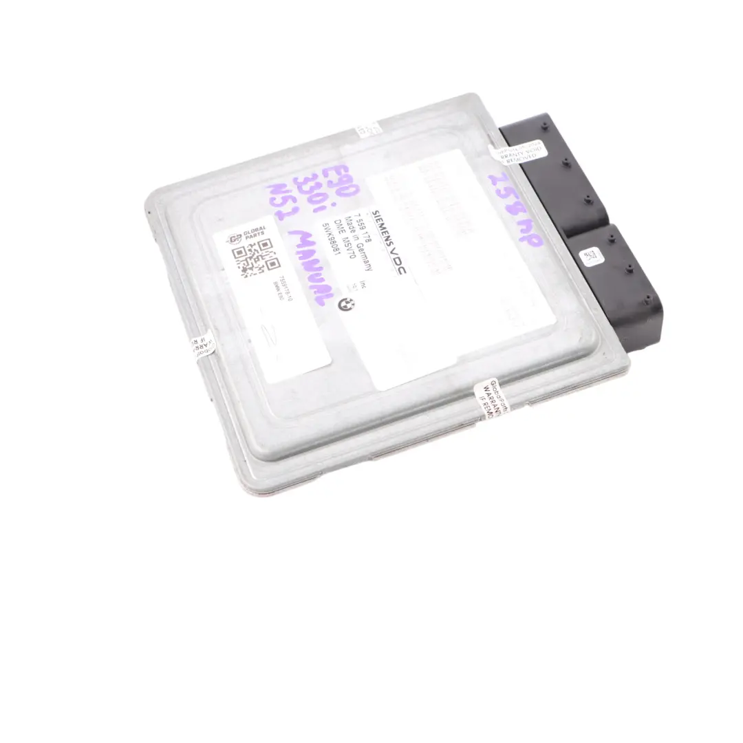 Control BMW E60 530i E90 E91 330i N52 Module ECU DME Manual to Engine with Part number 7559178 Engine Control BMW E60 530i E90 E91 330i N52 Module ECU DME Manual - SKU 7559178-10 - Part number 7559178