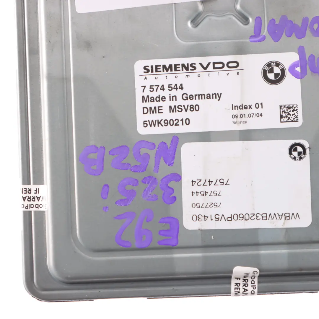 N52N 325i 218HP ECU Kit DME CAS3 Key Automatic to BMW E90 E91 E92 with Part number 7574544 BMW E90 E91 E92 N52N 325i 218HP ECU Kit DME CAS3 Key Automatic - SKU 7574544-4 - Part number 7574544