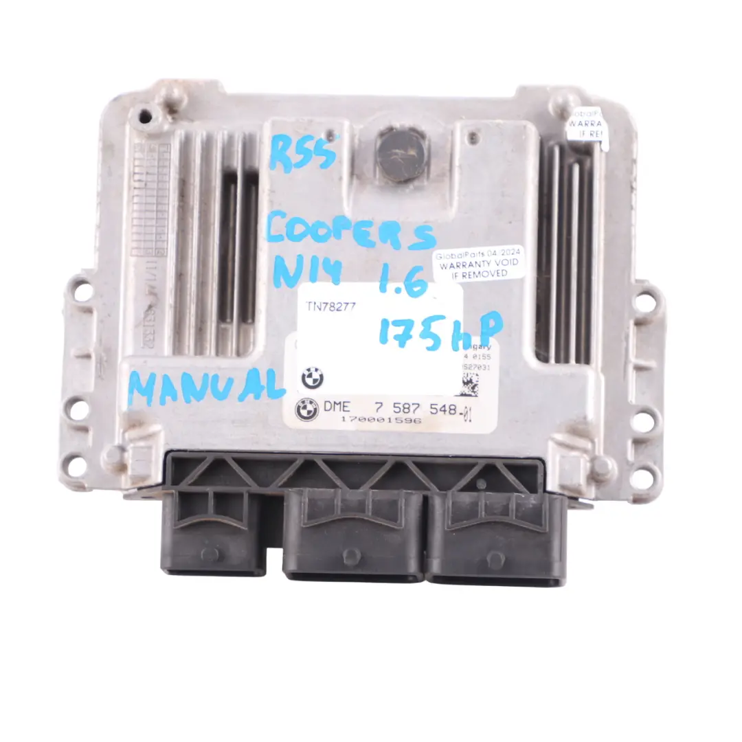 174HP ECU Kit DME + CAS3 + Key Manual to Mini Cooper S R55 R56 N14 1.6 with Part number 7587548 Mini Cooper S R55 R56 N14 1.6 174HP ECU Kit DME + CAS3 + Key Manual - SKU 7587548-9 - Part number 7587548