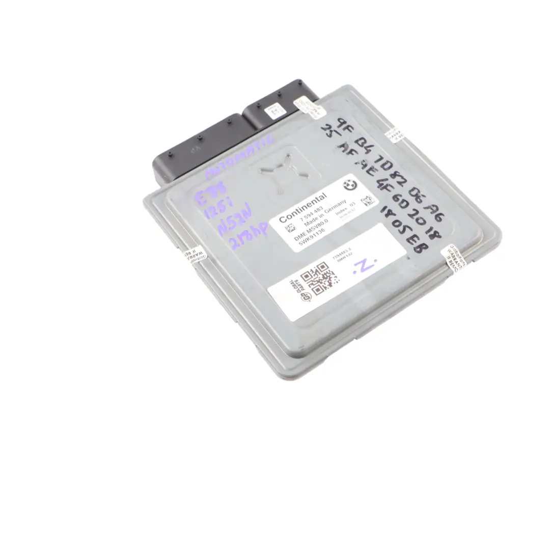 N52N 218HP Engine Control Unit Module ECU DME Automatic to BMW E82 E88 125i with Part number 7594483 BMW E82 E88 125i N52N 218HP Engine Control Unit Module ECU DME Automatic - SKU 7594483-2 - Part number 7594483