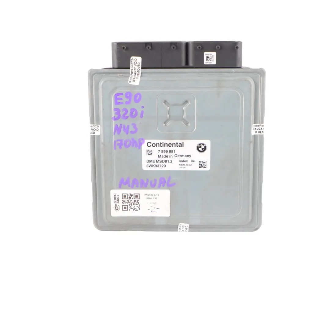 BMW E87 LCI E90 E91 120i 320i N43 170HP ECU KIT DME CAS3 2 Keys - SKU 7599881-19 - Numéro de pièce 7599881