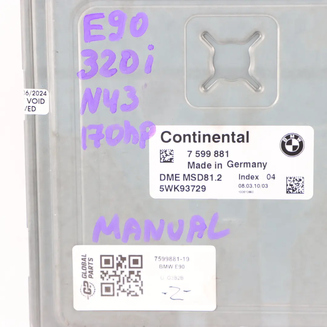 N43 170HP ECU KIT DME CAS3 2 Chiavi per BMW E87 LCI E90 E91 120i 320i con numero di parte 7599881 BMW E87 LCI E90 E91 120i 320i N43 170HP ECU KIT DME CAS3 2 Chiavi - SKU 7599881-19 - Numero di parte 7599881