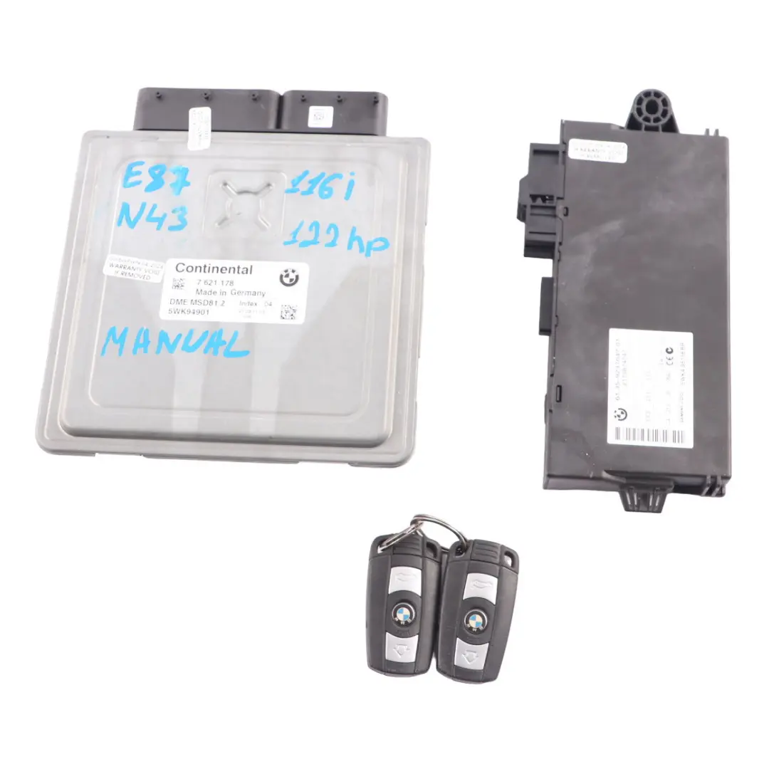 N43 116i 316i 2.0 Engine Unit ECU Kit DME CAS3 Keys to BMW E87 LCI E90 with Part number 7621178 BMW E87 LCI E90 N43 116i 316i 2.0 Engine Unit ECU Kit DME CAS3 Keys - SKU 7621178-13 - Part number 7621178