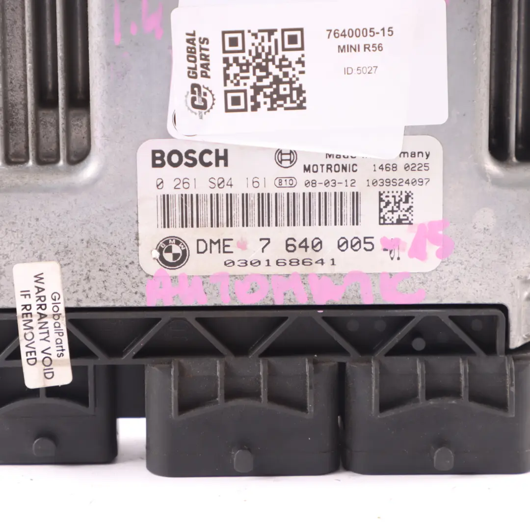 95HP Petrol ECU Kit DME CAS3 + Key Automatic to Mini One R55 R56 N12 1.4 with Part number 7640005 Mini One R55 R56 N12 1.4 95HP Petrol ECU Kit DME CAS3 + Key Automatic - SKU 7640005-15 - Part number 7640005