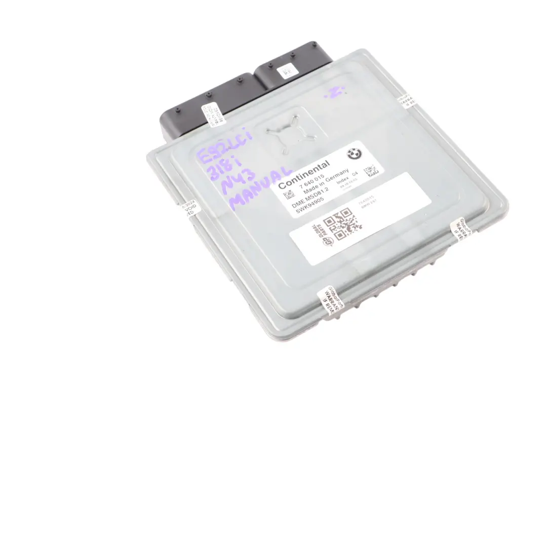 BMW E92 LCI N43B20A 2.0 170HP Engine Control Unit DME ECU Manual - SKU 7640015 - Part number 7640015