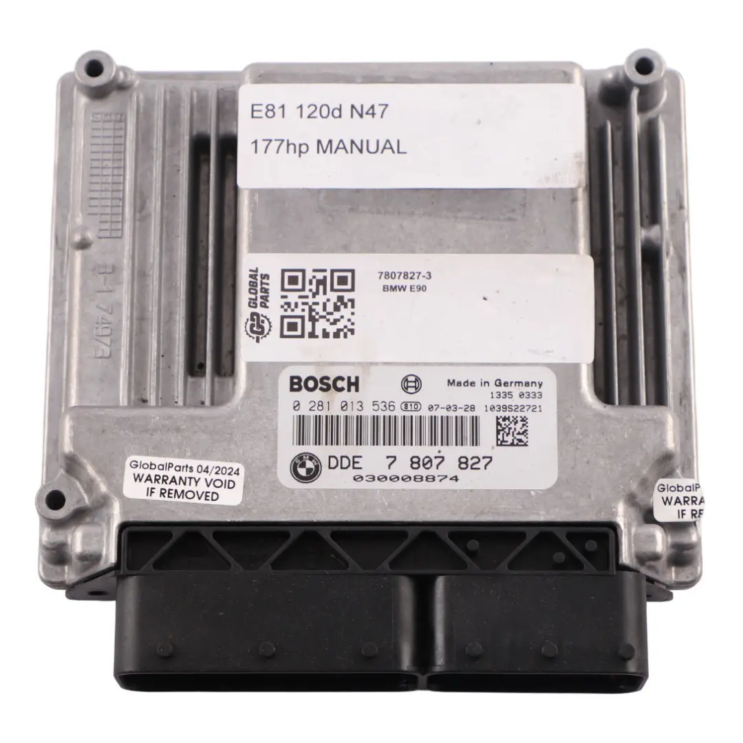 N47 177HP Diesel Engine Unit ECU DDE to BMW E81 E87 E90 LCI 120d 320d with Part number 7807827 BMW E81 E87 E90 LCI 120d 320d N47 177HP Diesel Engine Unit ECU DDE - SKU 7807827-3 - Part number 7807827
