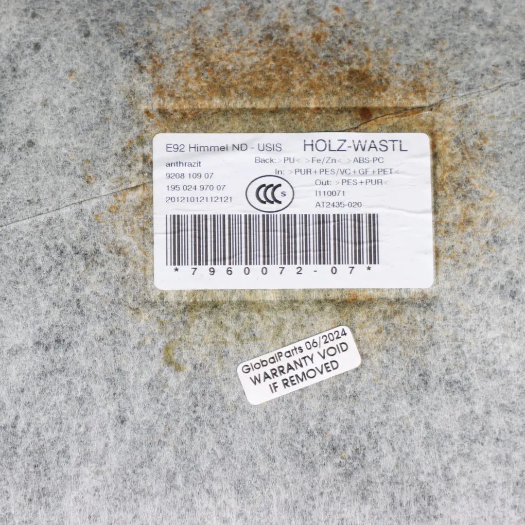 BMW E92 Podsufitka M-Pakiet antrazit - SKU 7838453 - Numer Części 7838453