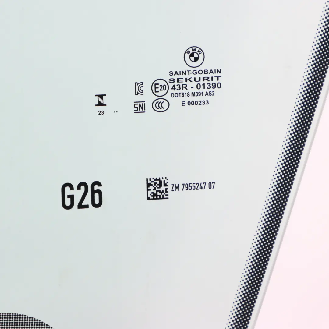 Side Window Door Rear Left N/S Window Glass AS2 to BMW G26 with Part number 7955247 BMW G26 Side Window Door Rear Left N/S Window Glass AS2 - SKU 7955247 - Part number 7955247