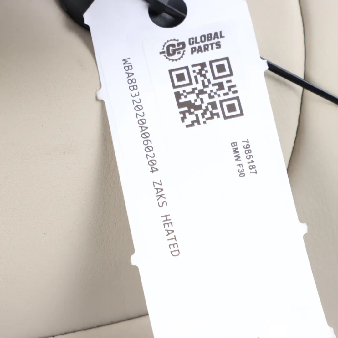 Backrest Cover Rear Left N/S Individual Leather Beige Heated to BMW F30 Seat with Part number 7985187 BMW F30 Seat Backrest Cover Rear Left N/S Individual Leather Beige Heated - SKU 7985187 - Part number 7985187