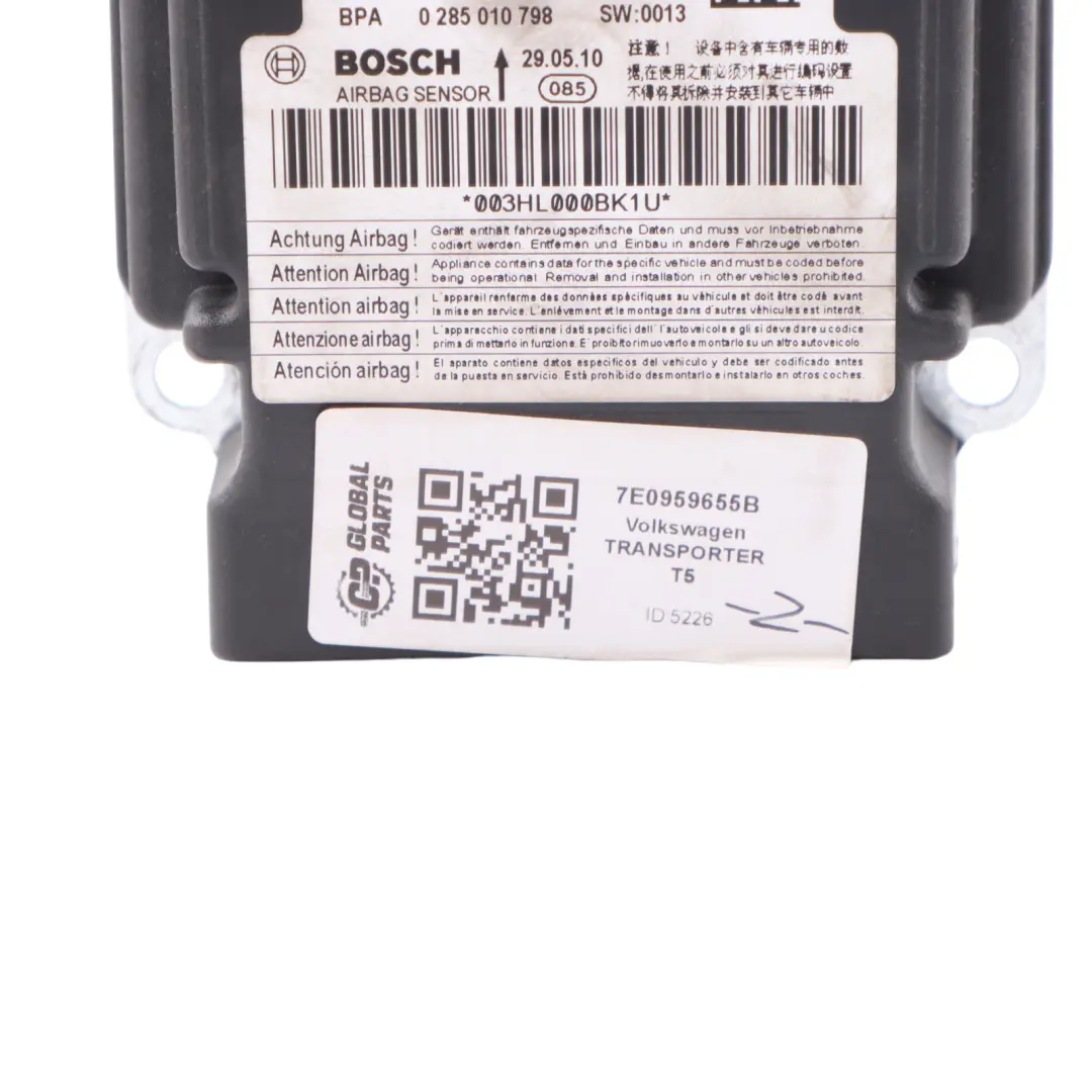 Control Unit Air Bag Module Airbag ECU Volkswagen Transporter T5 - SKU 7E0959655B - Part number 7E0959655B