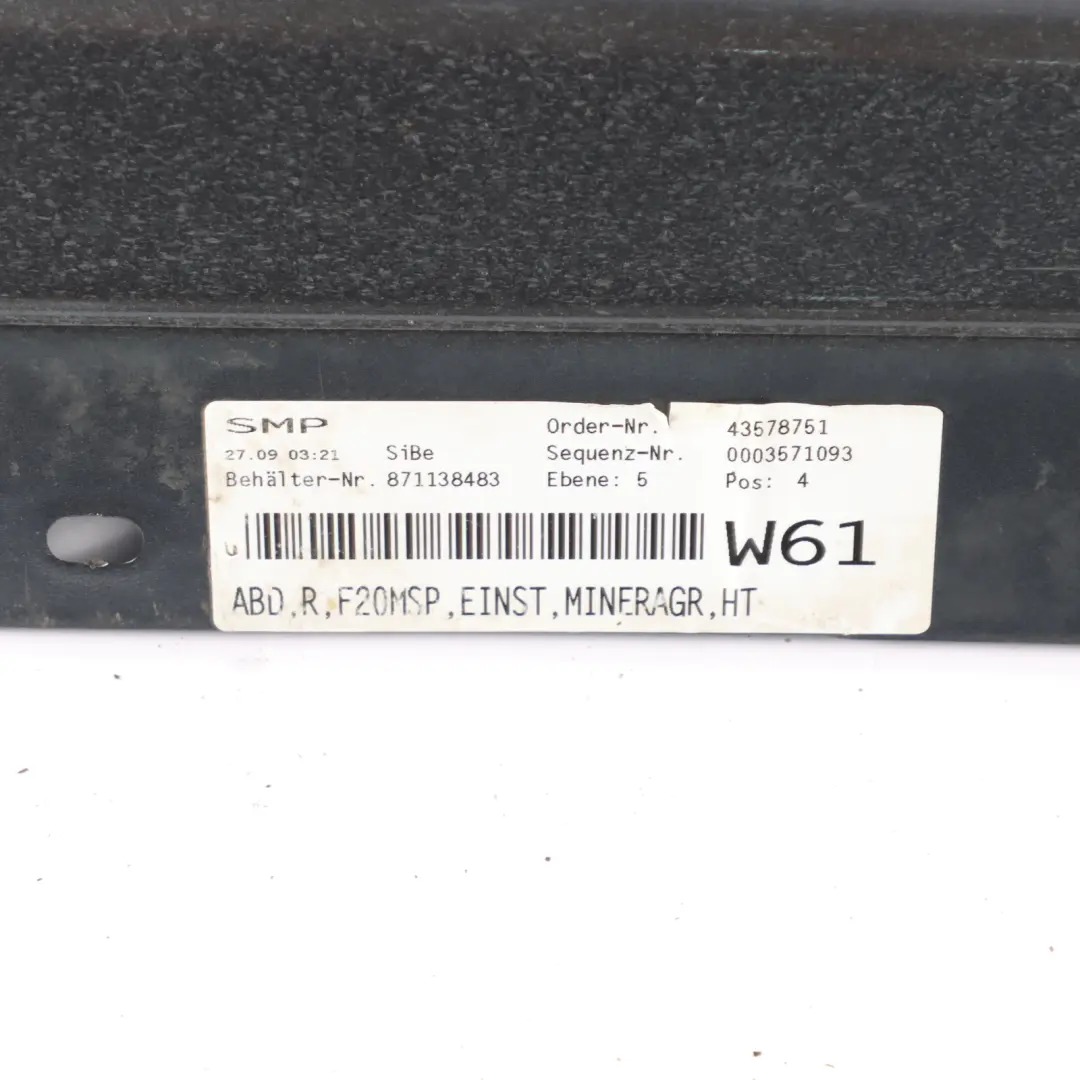 Sill Strip Side Skirt Cover Right O/S Mineralgrau Metallic - B39 to BMW F20 M Sport with Part number 8056816 BMW F20 M Sport Sill Strip Side Skirt Cover Right O/S Mineralgrau Metallic - B39 - SKU 8056816-MG - Part number 8056816