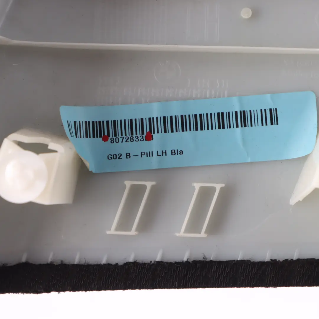 B-Säulenabdeckung links Säule obere Verkleidung schwarz für BMW X4 G02 mit Teilenummer 8072833 BMW X4 G02 B-Säulenabdeckung links Säule obere Verkleidung schwarz - SKU 8072833 - Teilenummer 8072833
