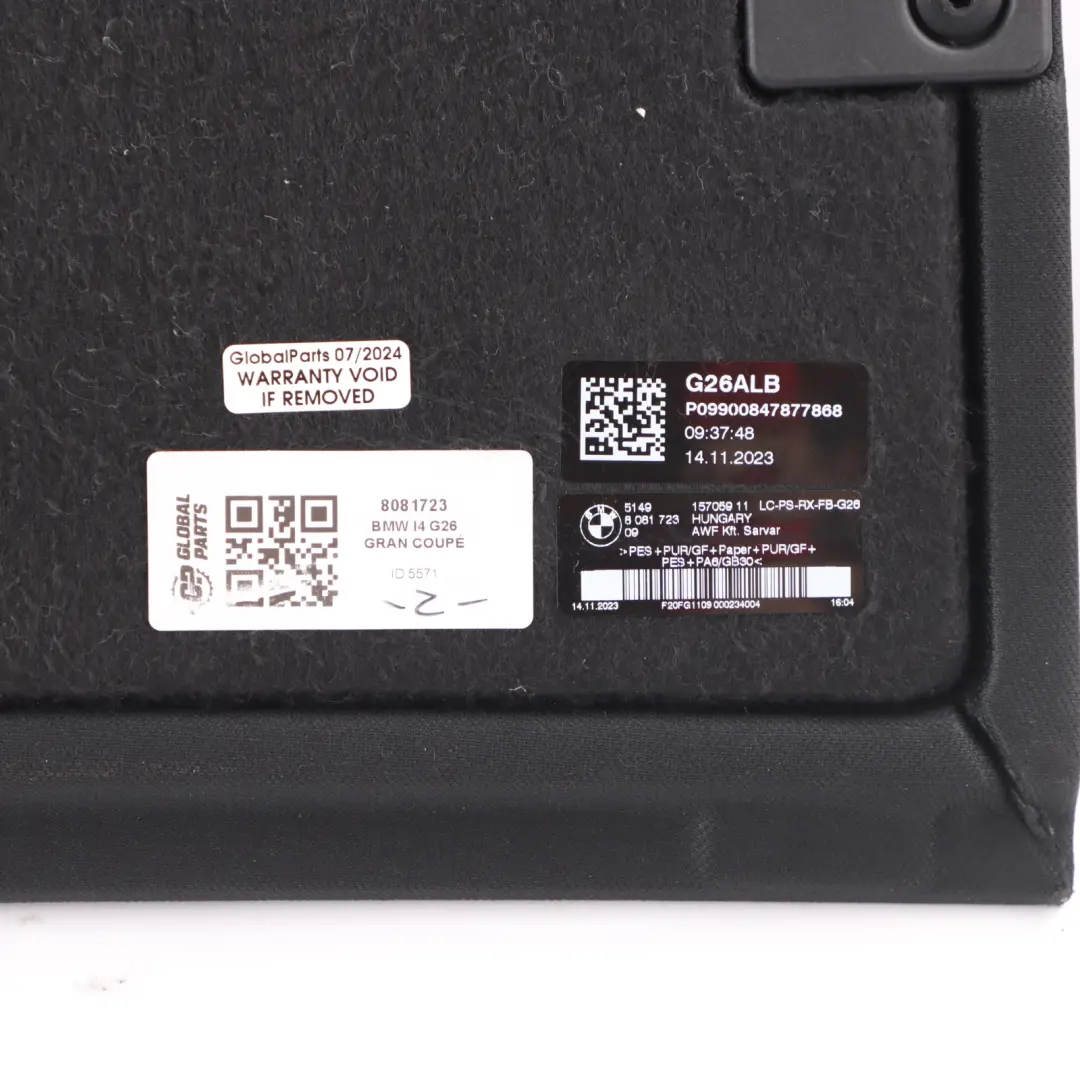 Parcel Shelf Rear Window Panel Load Shelf to BMW 4 i4 G26 Gran Coupe with Part number 8081723 BMW 4 i4 G26 Gran Coupe Parcel Shelf Rear Window Panel Load Shelf - SKU 8081723 - Part number 8081723