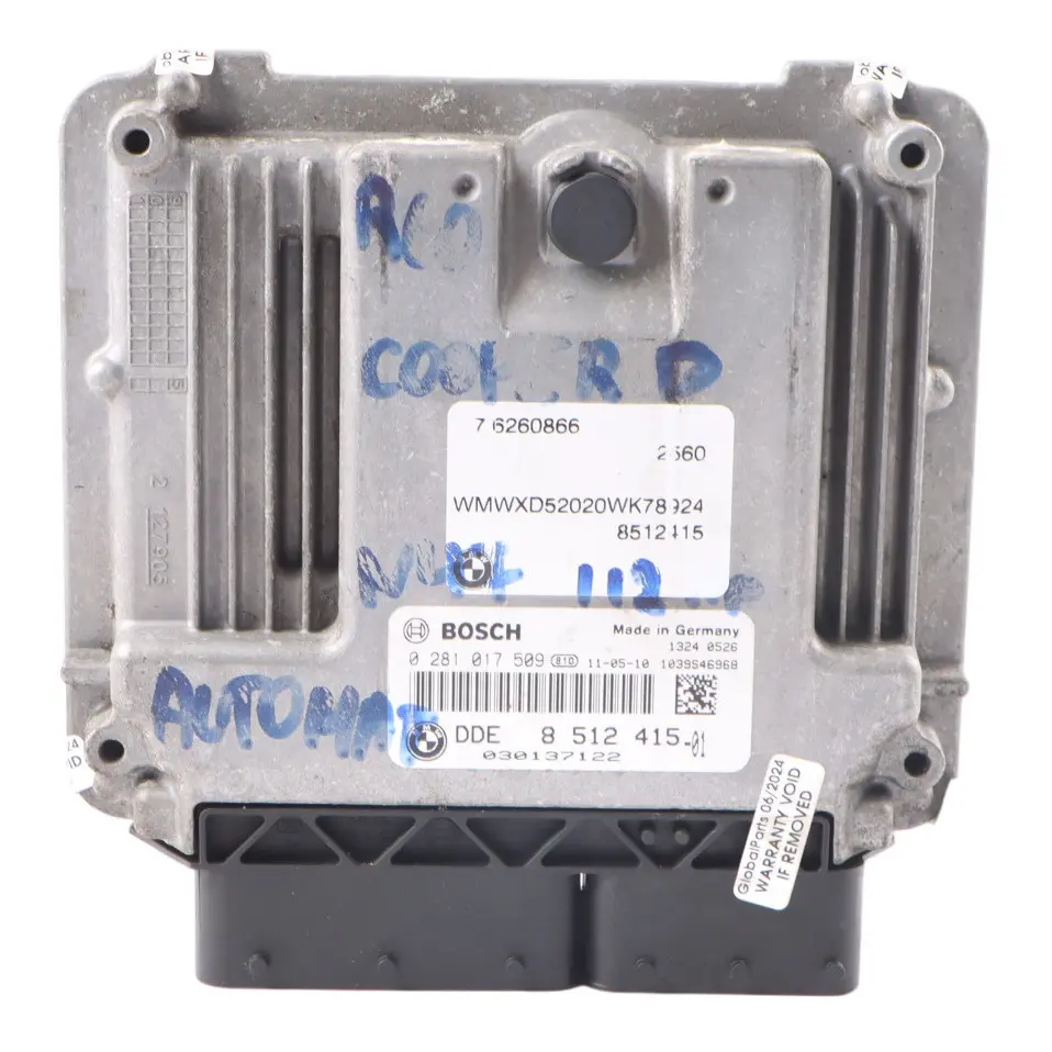 N47N 112HP Diesel Engine ECU DDE Automat to Mini Cooper D R56 LCI R60 with Part number 8512415 Mini Cooper D R56 LCI R60 N47N 112HP Diesel Engine ECU DDE Automat - SKU 8512415-11 - Part number 8512415
