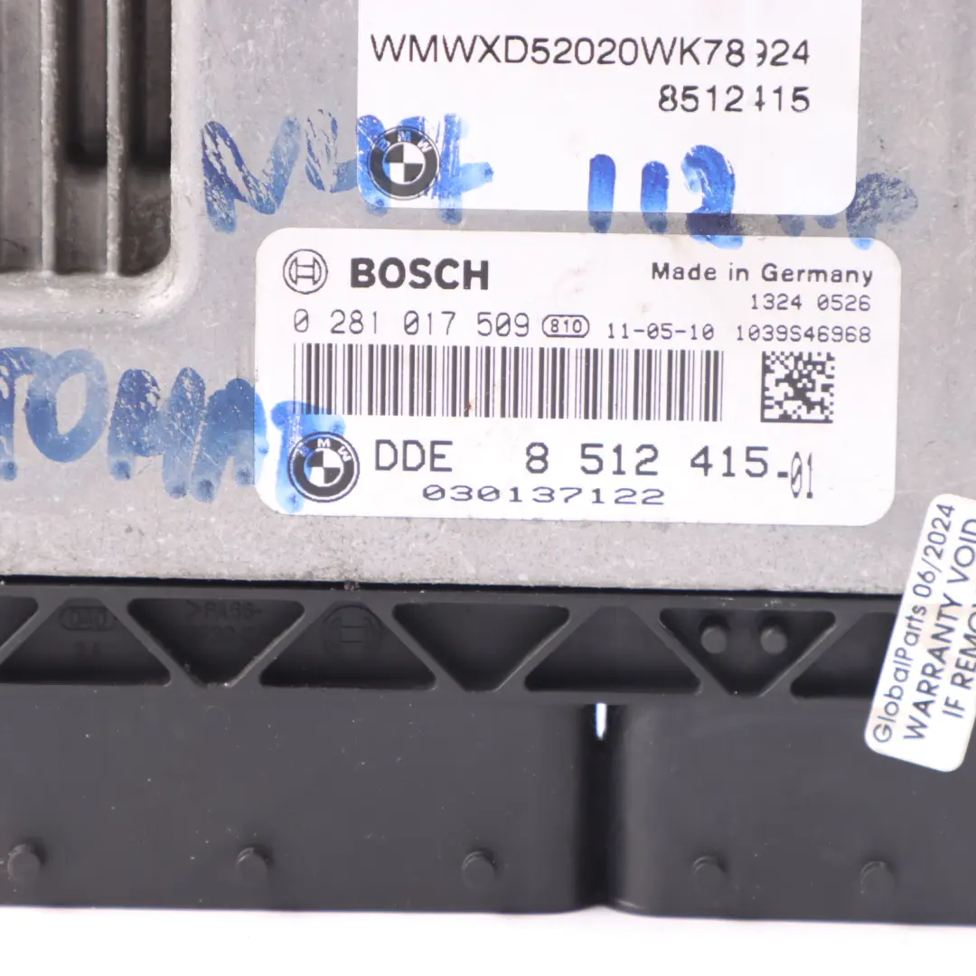 N47N 112HP Diesel Engine ECU DDE Automat to Mini Cooper D R56 LCI R60 with Part number 8512415 Mini Cooper D R56 LCI R60 N47N 112HP Diesel Engine ECU DDE Automat - SKU 8512415-11 - Part number 8512415