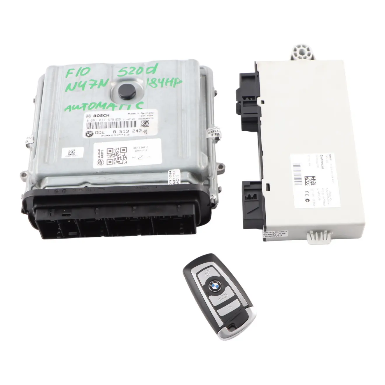BMW F10 F11 520d Diesel N47N 184HP Engine ECU Kit DDE 8513242 CAS4 Key 