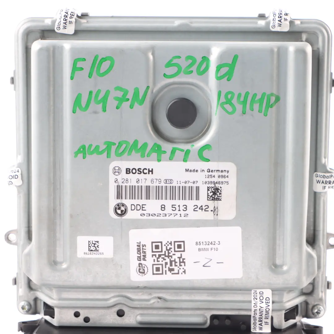 N47N 184HP Motor Kit ECU DDE Llave CAS4 para BMW F10 F11 520D Diesel con número de pieza 8513242 BMW F10 F11 520D Diesel N47N 184HP Motor Kit ECU DDE Llave CAS4 - SKU 8513242-3 - Número de pieza 8513242