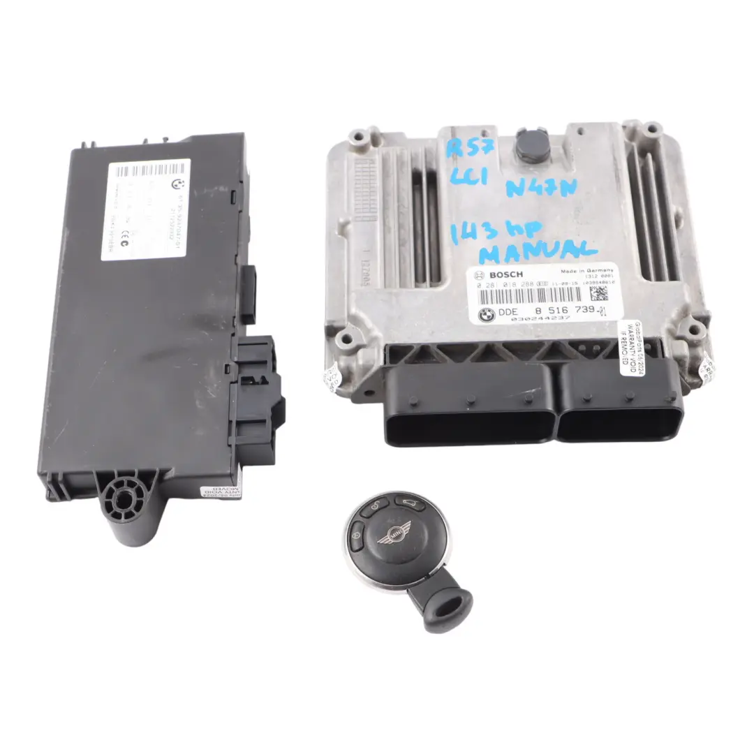 Mini SD R56 LCI R60 143HP N47N Engine ECU Kit DDE + CAS3 + Key, Manual - SKU 8516739-6 - Part number 8516739