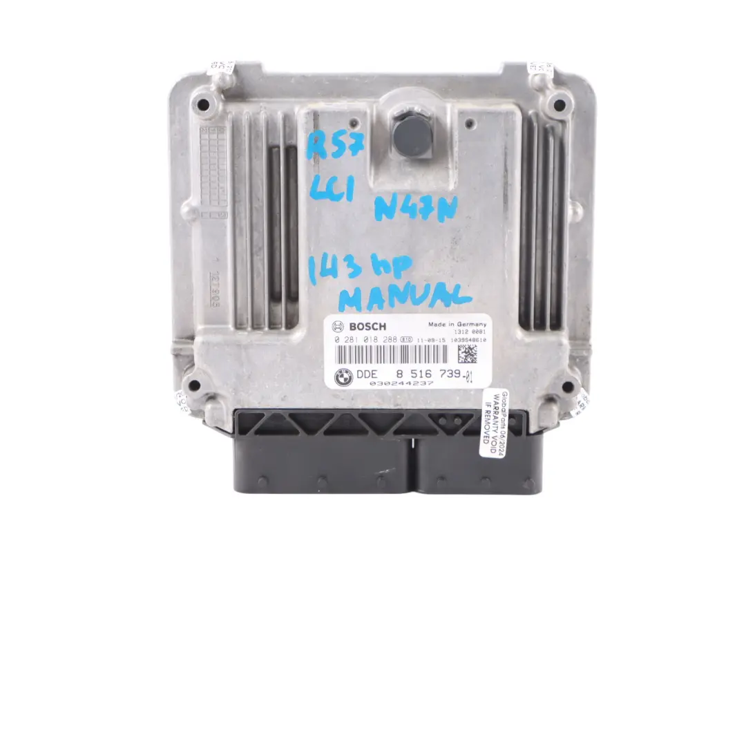 Mini SD R56 LCI R60 143HP N47N Engine ECU Kit DDE + CAS3 + Key, Manual - SKU 8516739-6 - Part number 8516739
