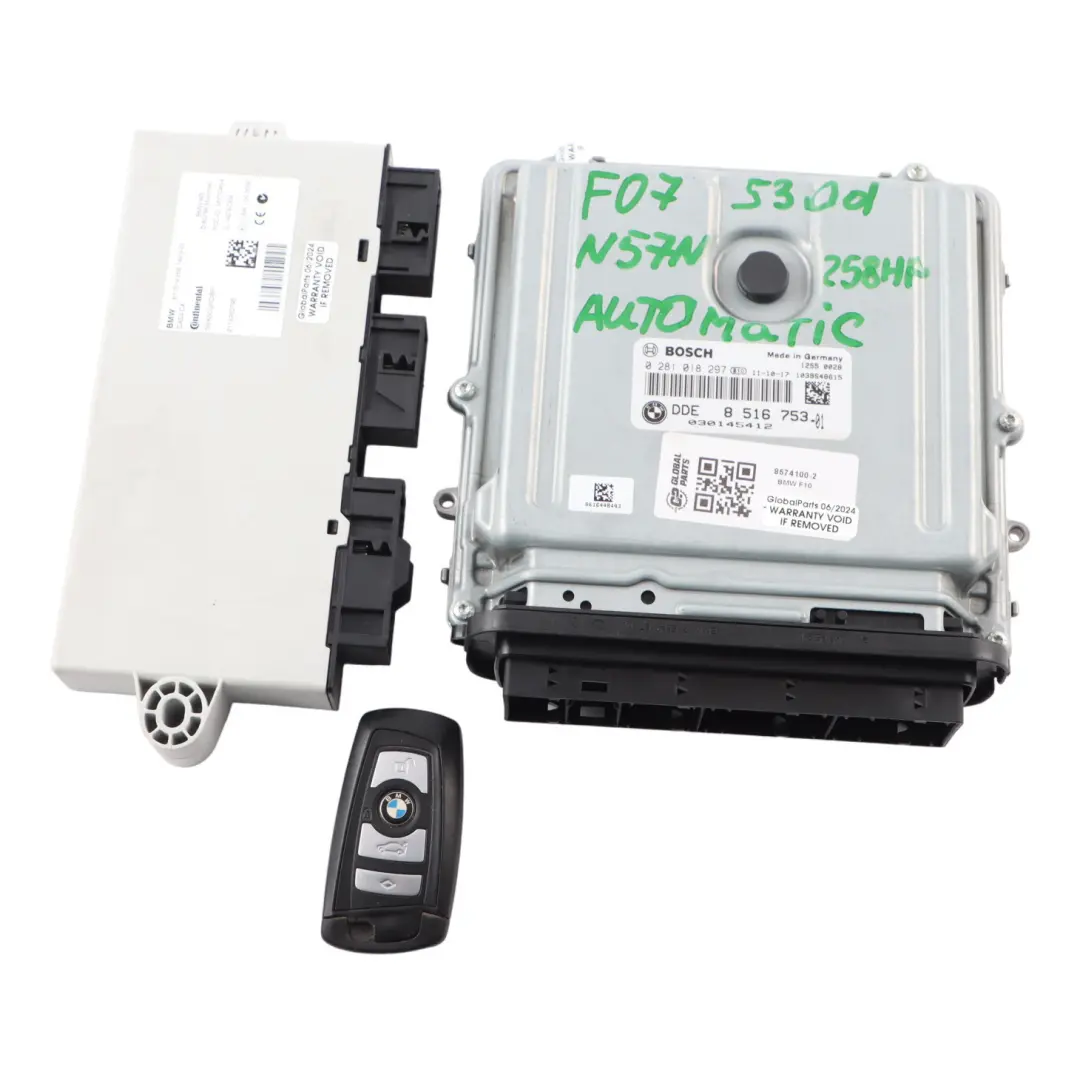 BMW F07 GT 530d N57N 258HP Kit ECU Control Motor DDE Automático - SKU 8574100-2 - Número de pieza 8574100