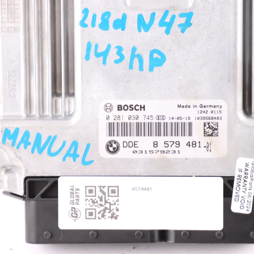 BMW F22 218d F30 F31 318d N47N 143HP Engine ECU Kit DDE Key FEM Lock - SKU 8579481 - Part number 8579481
