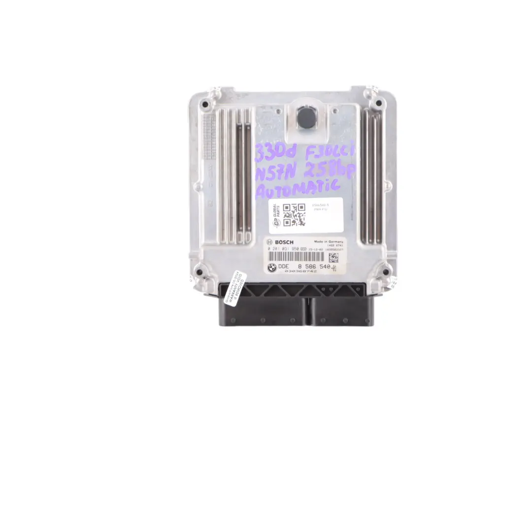 N57N 258HP Control Unit ECU Kit DDE FEM Key BMW F30 F32 LCI 330d 430d - SKU 8586540-5 - Part number 8586540