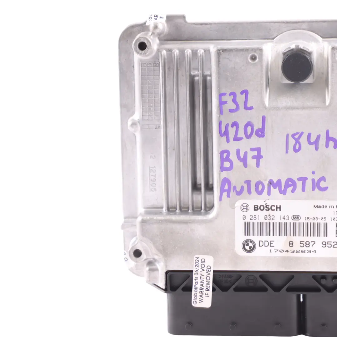 B47 ECU Engine Unit DDE Automatic to BMW F20 F30 F32 LCI 120d 320d 420d with Part number 8587952 BMW F20 F30 F32 LCI 120d 320d 420d B47 ECU Engine Unit DDE Automatic - SKU 8587952-2 - Part number 8587952