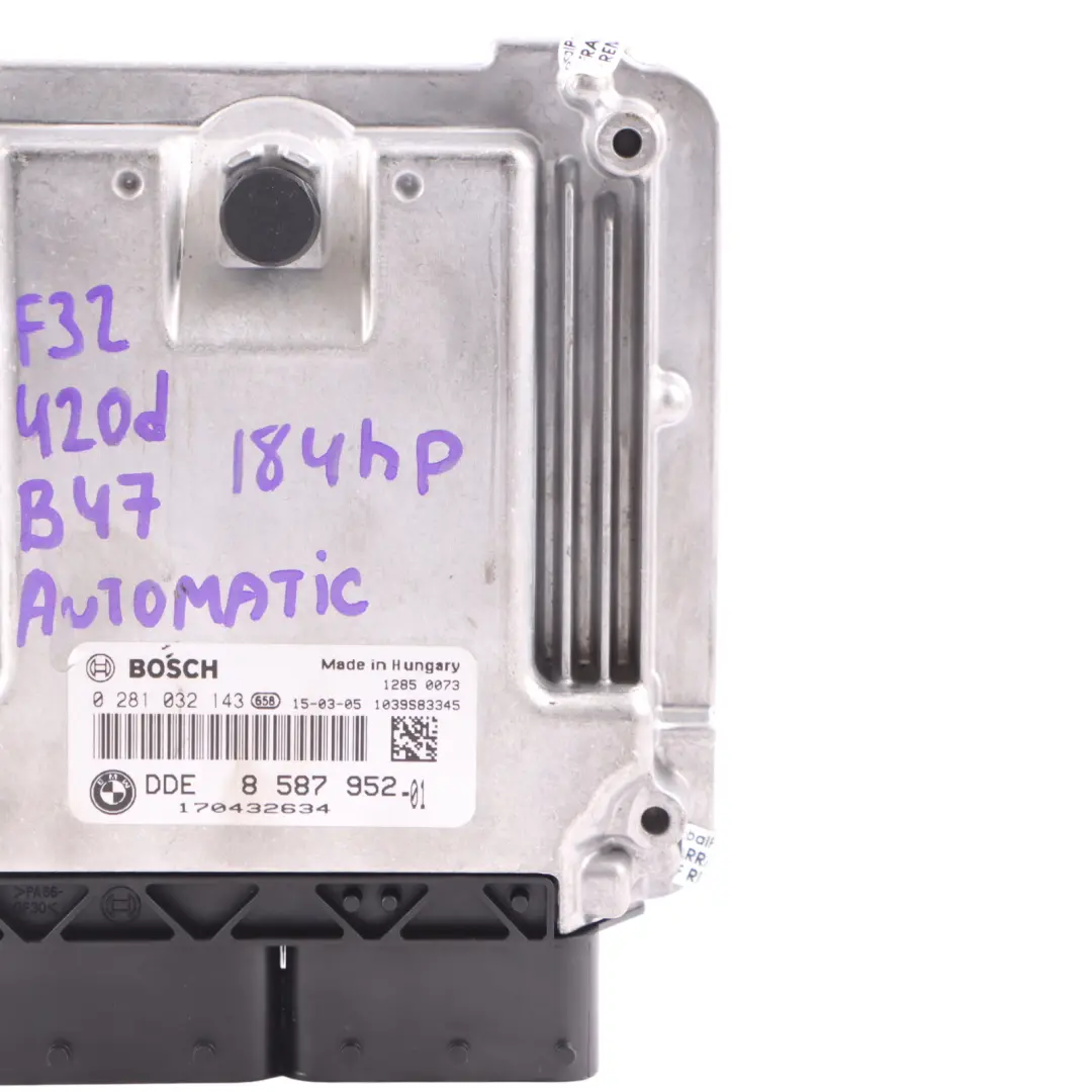 B47 ECU Engine Unit DDE Automatic to BMW F20 F30 F32 LCI 120d 320d 420d with Part number 8587952 BMW F20 F30 F32 LCI 120d 320d 420d B47 ECU Engine Unit DDE Automatic - SKU 8587952-2 - Part number 8587952