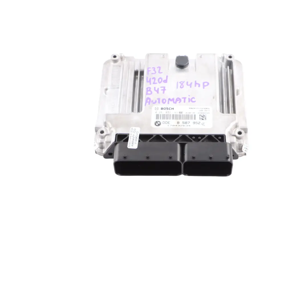 B47 ECU Engine Unit DDE Automatic to BMW F20 F30 F32 LCI 120d 320d 420d with Part number 8587952 BMW F20 F30 F32 LCI 120d 320d 420d B47 ECU Engine Unit DDE Automatic - SKU 8587952-2 - Part number 8587952